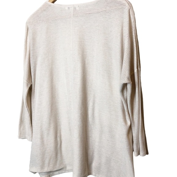 Simply Noelle Cream Striped V-Neck 3/4 Sleeve Tunic Top with Pockets Women's S/M - Picture 13 of 16